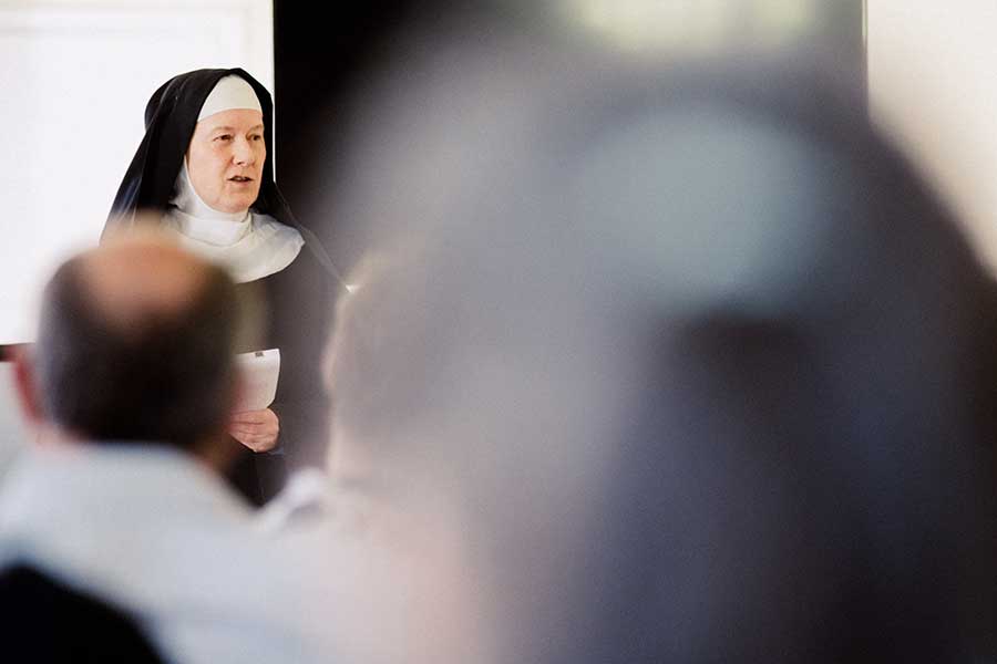 A nun gives a talk at an induction day at St Augustine’s Theology College
