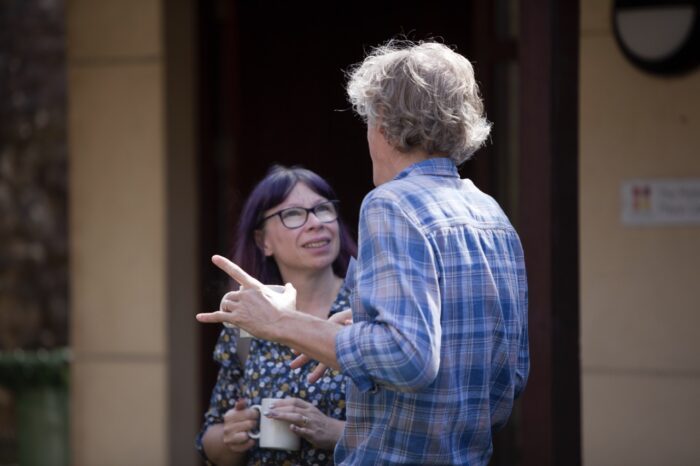 Tutors chatting in the grounds of West Malling campus, one of the St Augustine's College of Theology campuses.